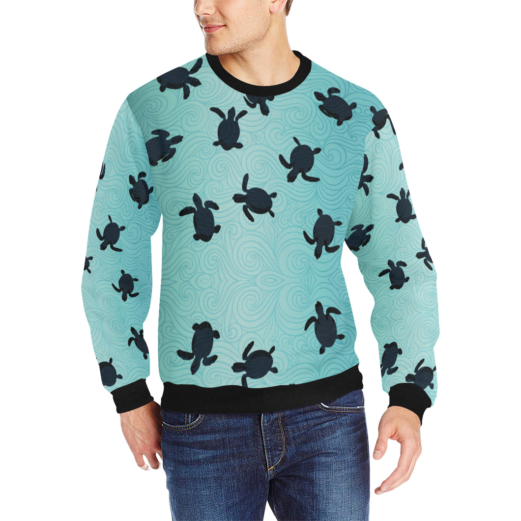 Sea turtle with blue ocean backgroud Men's Crew Neck Sweatshirt