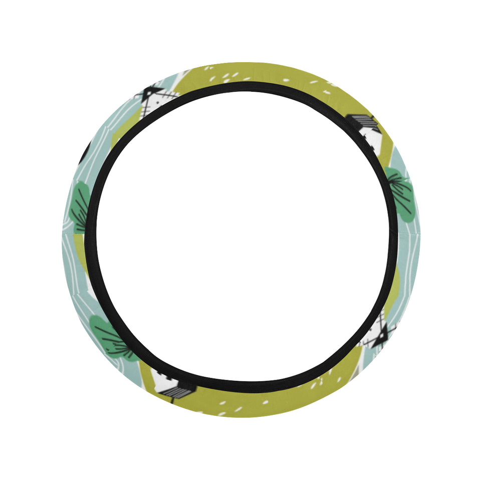 Hand drawn windmill pattern Car Steering Wheel Cover