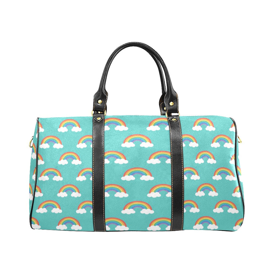 Rainbow pattern green background Travel Bag