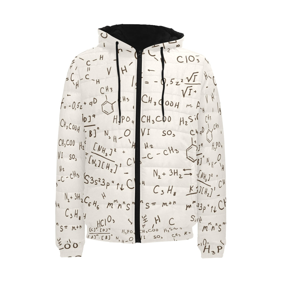 Chemistry Periodic Table Pattern Print Design 04 Men's Padded Hooded Jacket