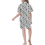 Crow dark floral pattern Kids' Boys' Girls' V-Neck Short Pajama Set