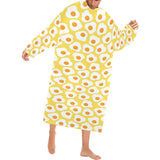 Fried Eggs Pattern Print Design 05 Blanket Robe with Sleeves