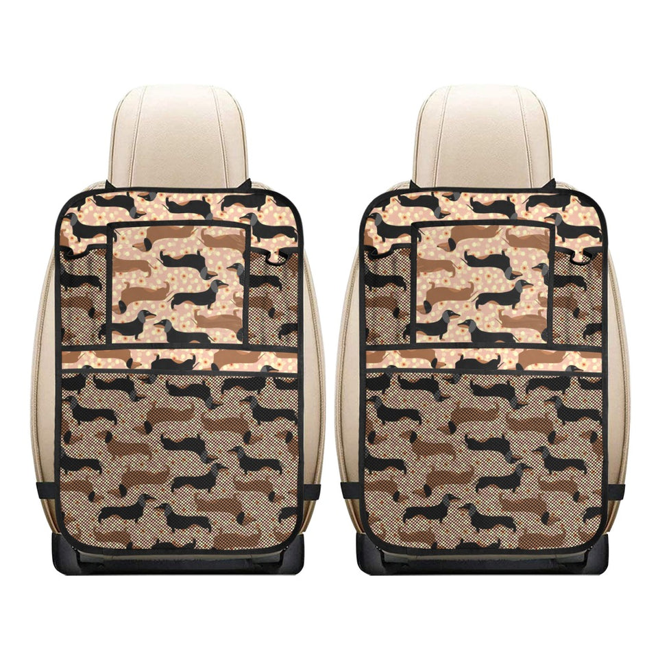 Dachshund floral background Car Seat Back Organizer