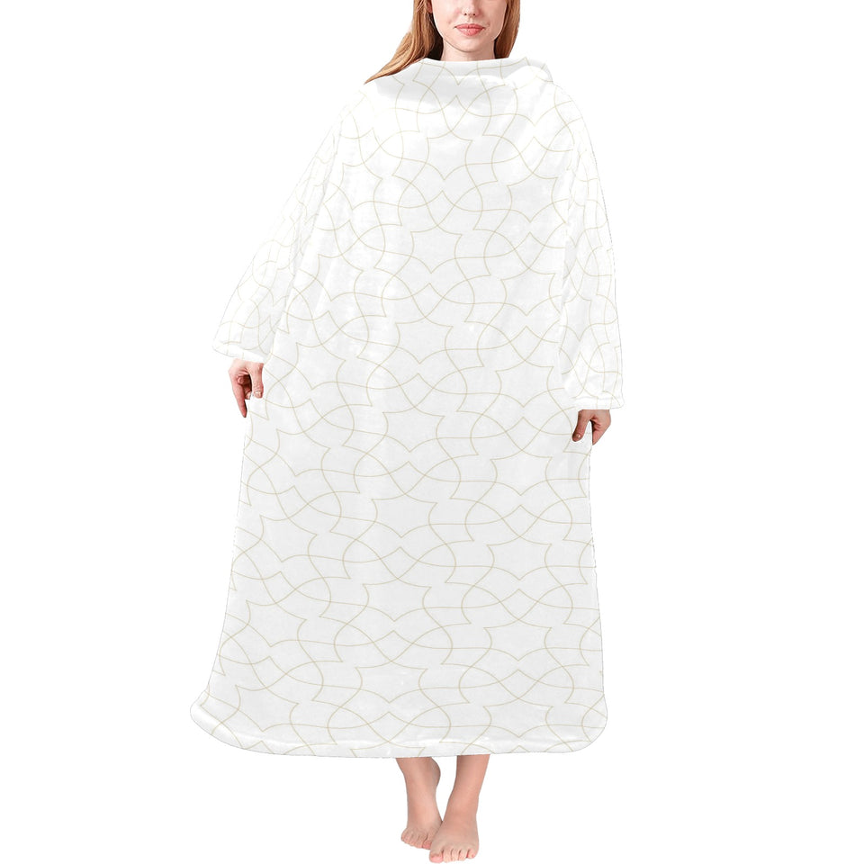 arabic white pattern Blanket Robe with Sleeves