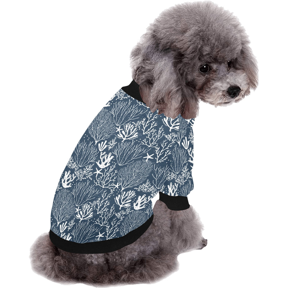 Coral Reef Pattern Print Design 05 All Over Print Pet Dog Round Neck Fuzzy Shirt