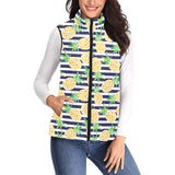 Pineapples pattern striped background Women's Padded Vest