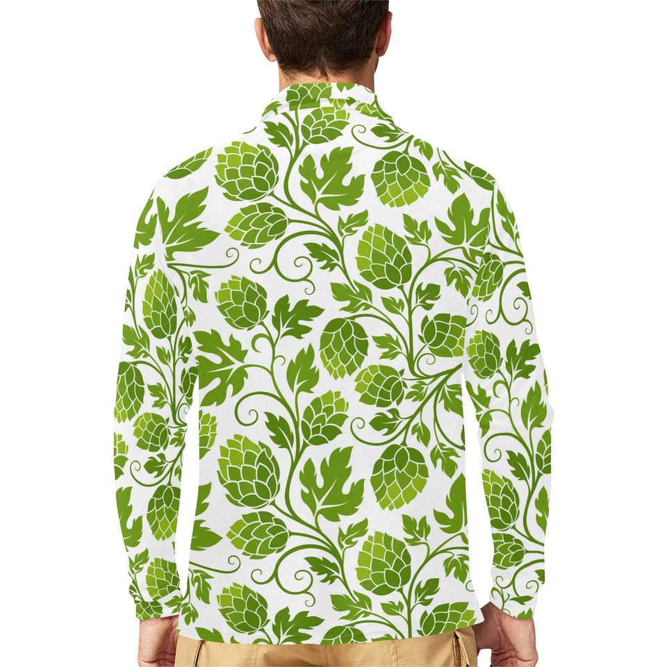 Hop design pattern Men's Long Sleeve Polo Shirt