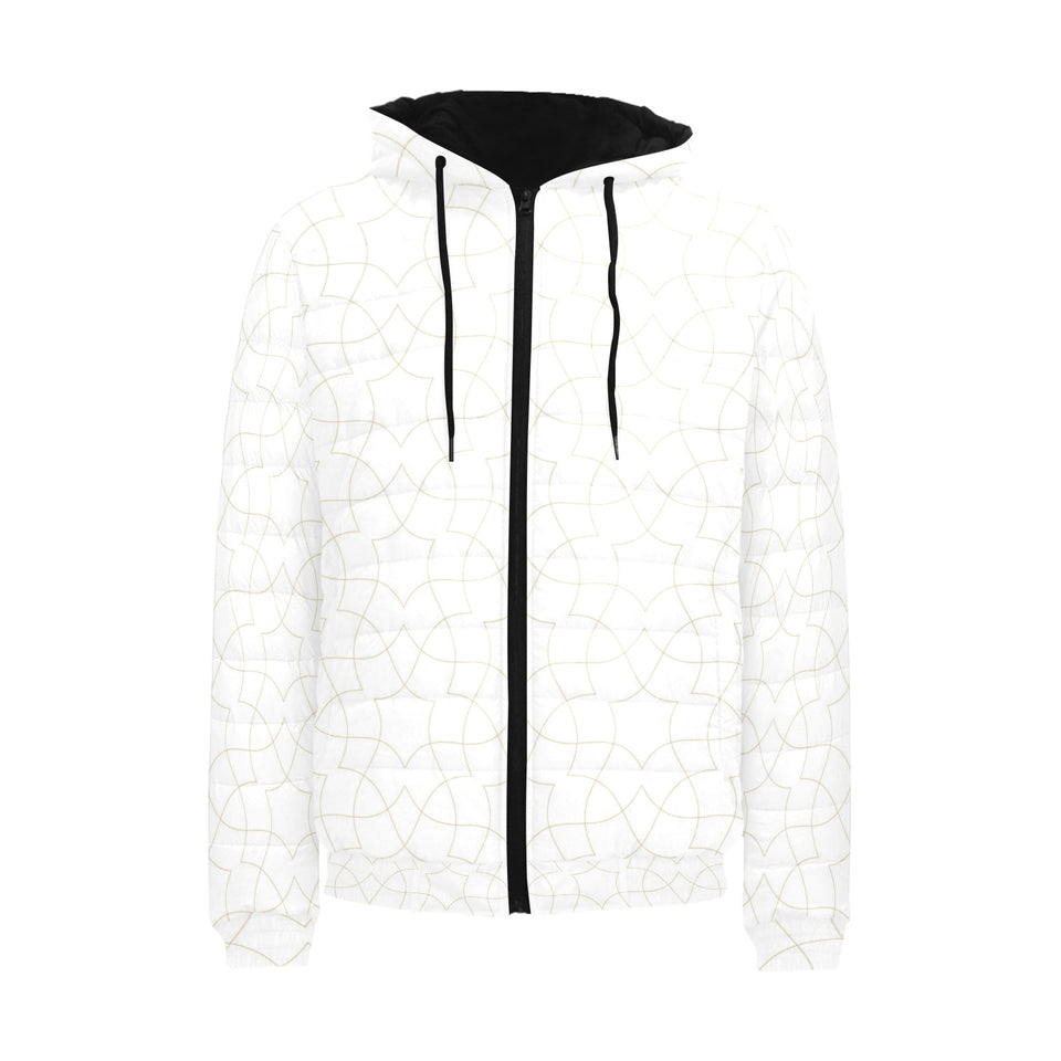 arabic white pattern Men's Padded Hooded Jacket