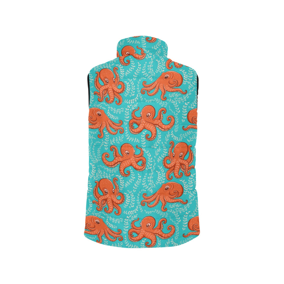 Octopus turquoise background Women's Padded Vest