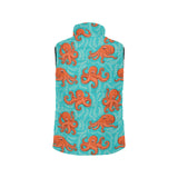 Octopus turquoise background Women's Padded Vest