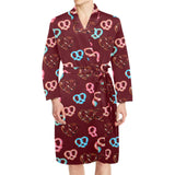 Pretzels Pattern Print Design 05 Men's Long Sleeve Belted Night Robe