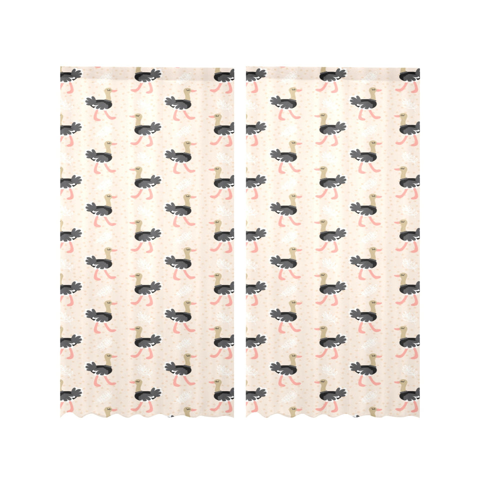 Ostrich Pattern Print Design 05 Gauze Curtain