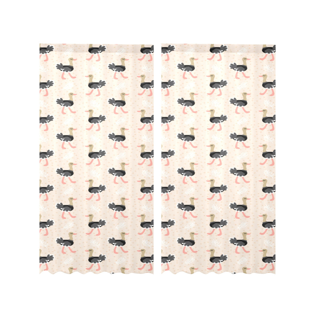 Ostrich Pattern Print Design 05 Gauze Curtain