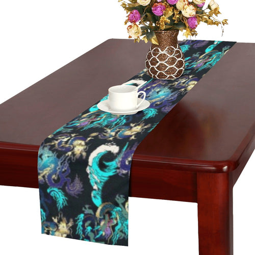 Dragon sea wave pattern Table Runner