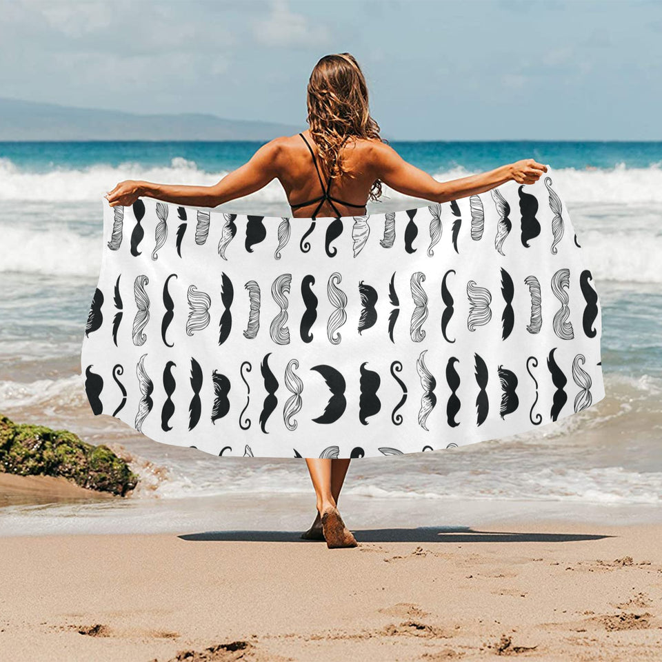 Mustache Beard Pattern Print Design 04 Beach Towel