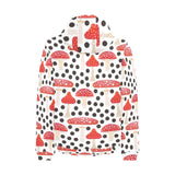 Red mushroom dot pattern Men's Padded Hooded Jacket