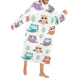 Cute owl pattern Blanket Robe with Sleeves