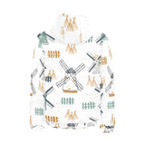 windmill pattern Men's Padded Hooded Jacket