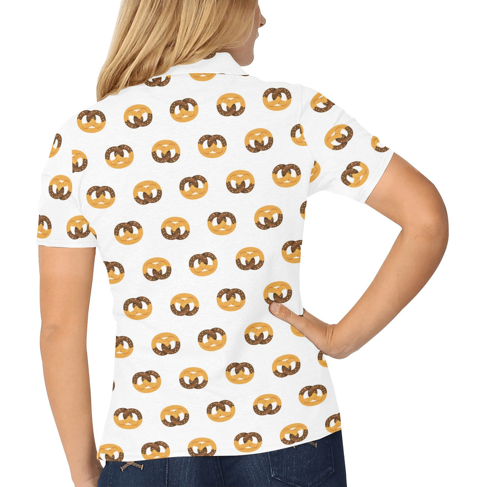 Pretzels Pattern Print Design 02 Women's All Over Print Polo Shirt