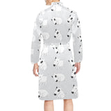 Bull Terrier Pattern Print Design 01 Men's Long Sleeve Belted Night Robe