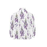 lavender flower design pattern Men's Long Sleeve Polo Shirt