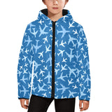Airplane pattern in the sky Kids' Boys' Girls' Padded Hooded Jacket