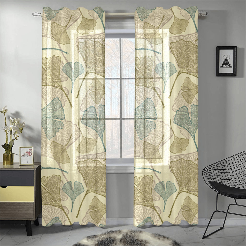 Ginkgo leaves design pattern Gauze Curtain
