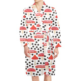 Red mushroom dot pattern Men's Long Sleeve Belted Night Robe