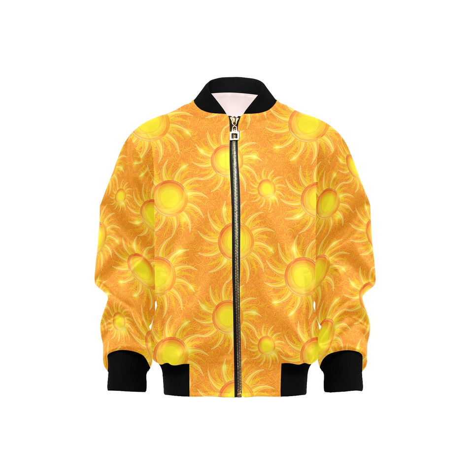 Sun orange background Kids' Boys' Girls' Bomber Jacket