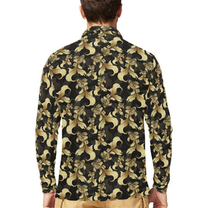 Goldfish Pattern Print Design 01 Men's Long Sleeve Polo Shirt