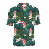 Parrot Palm tree leaves flower hibiscus pattern Men's All Over Print Polo Shirt