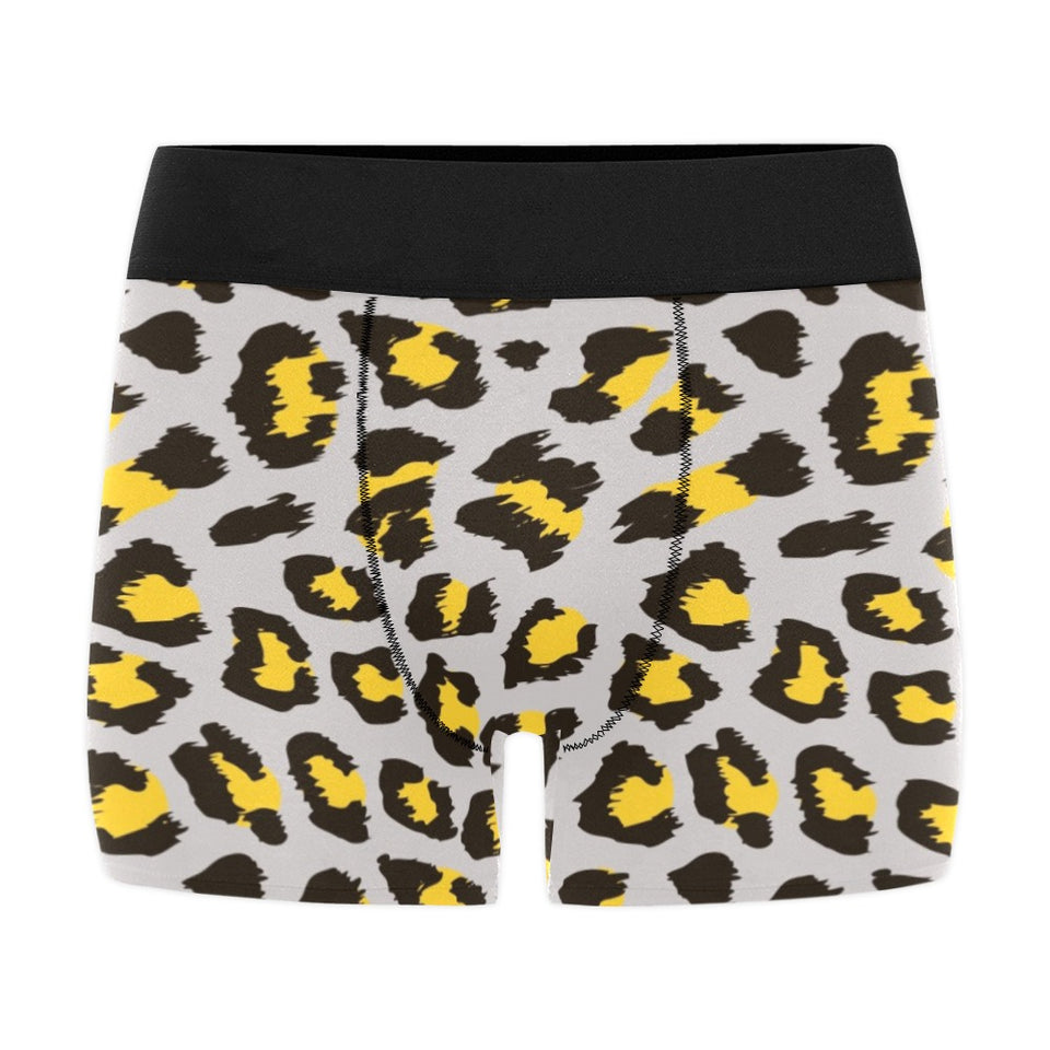 Gray Leopard print pattern Men's All Over Print Boxer Briefs Men's Underwear