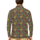 Music Notes Pattern Print Design 05 Men's Long Sleeve Polo Shirt