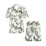 Monkey sloth lemur palm trees pattern Men's V-Neck Short Pajama Set