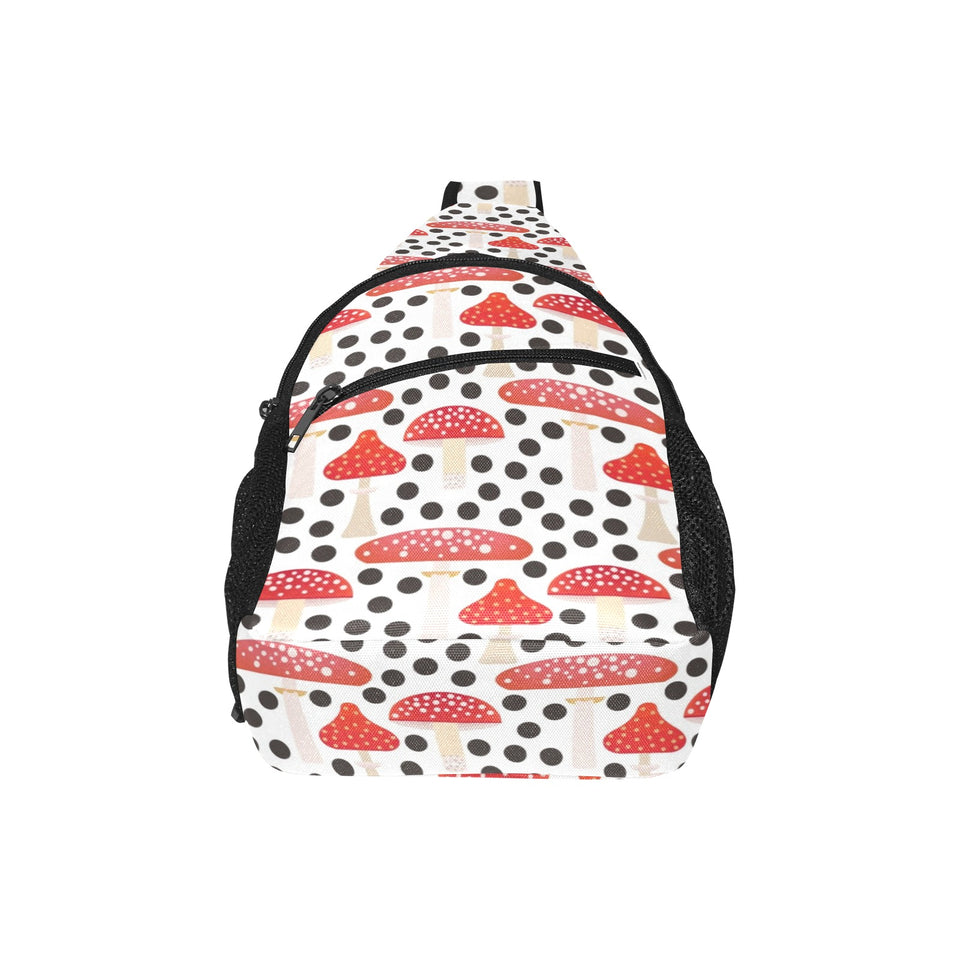 Red mushroom dot pattern All Over Print Chest Bag