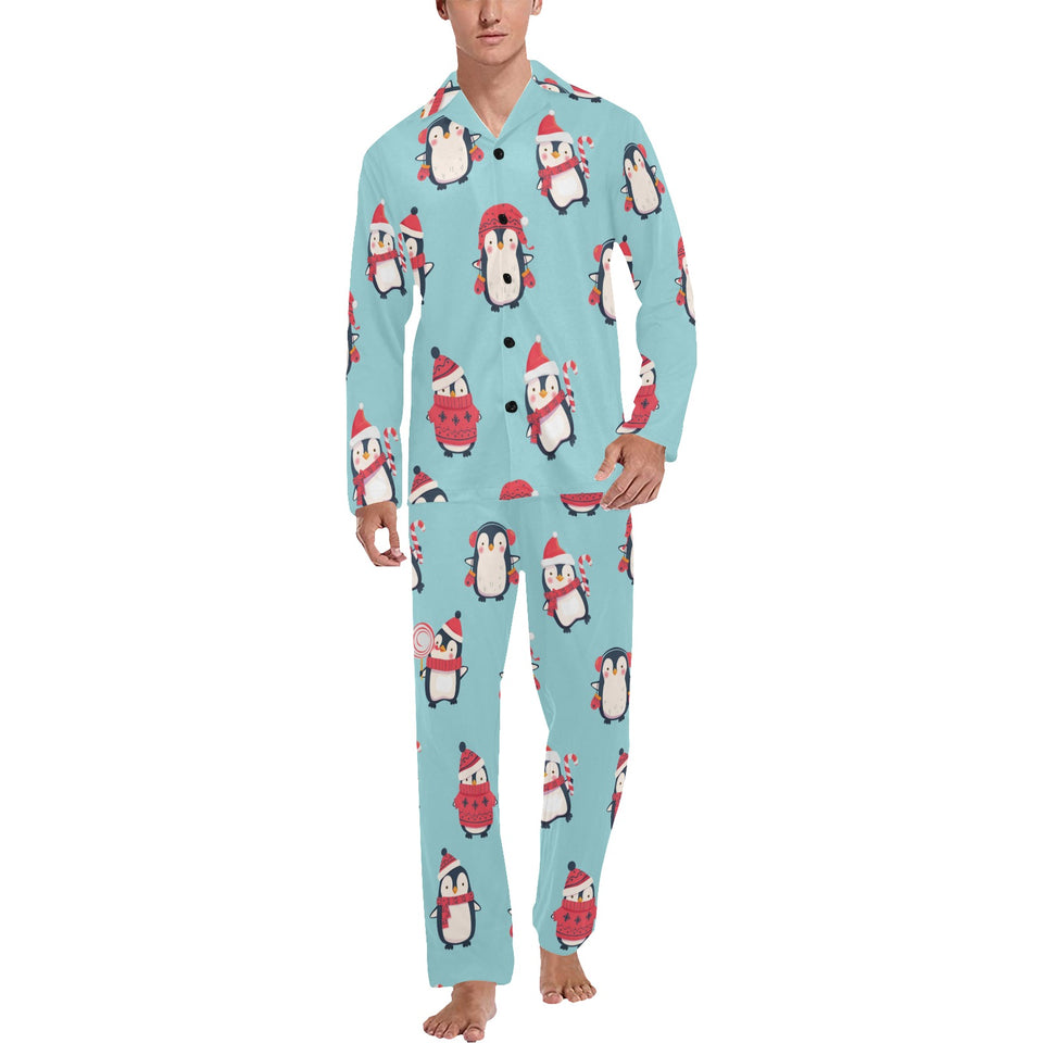 Cute penguin christmas design pattern Men's Long Pajama Set