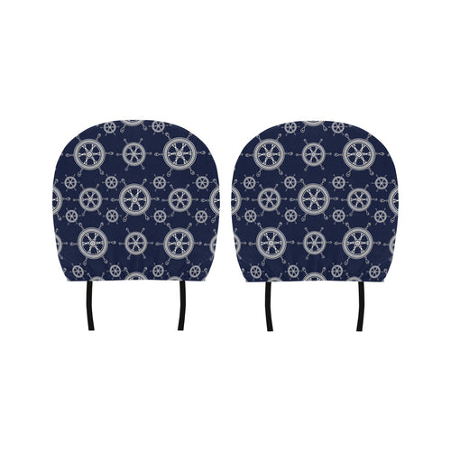 nautical steering wheel design pattern Car Headrest Cover