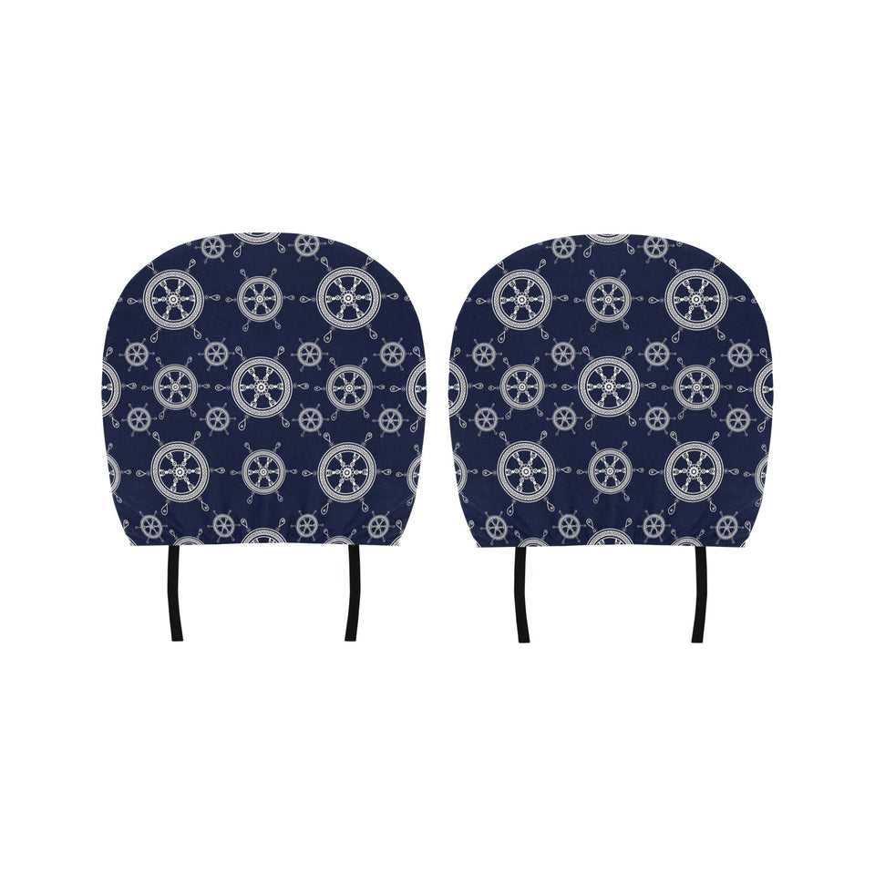 nautical steering wheel design pattern Car Headrest Cover