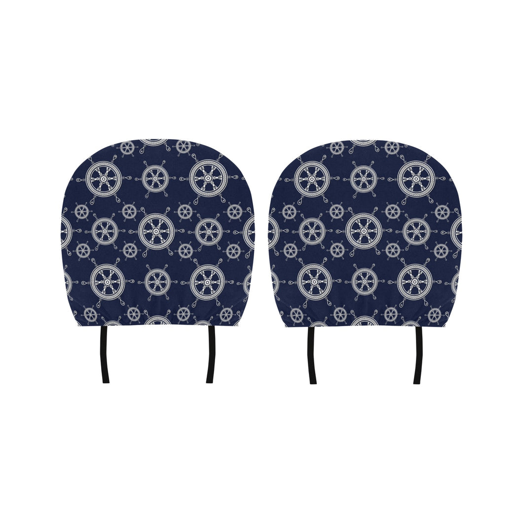nautical steering wheel design pattern Car Headrest Cover