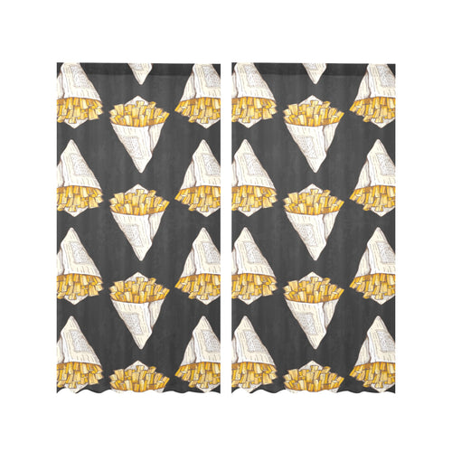 French fries dark background Gauze Curtain