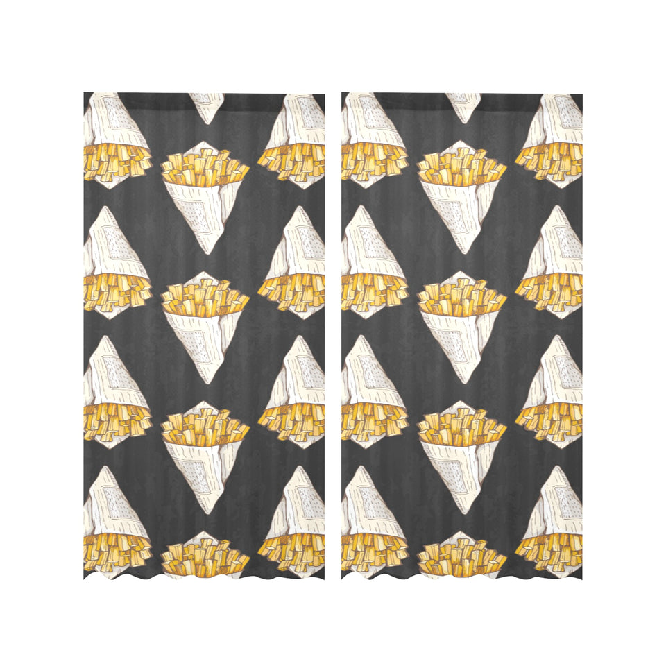 French fries dark background Gauze Curtain