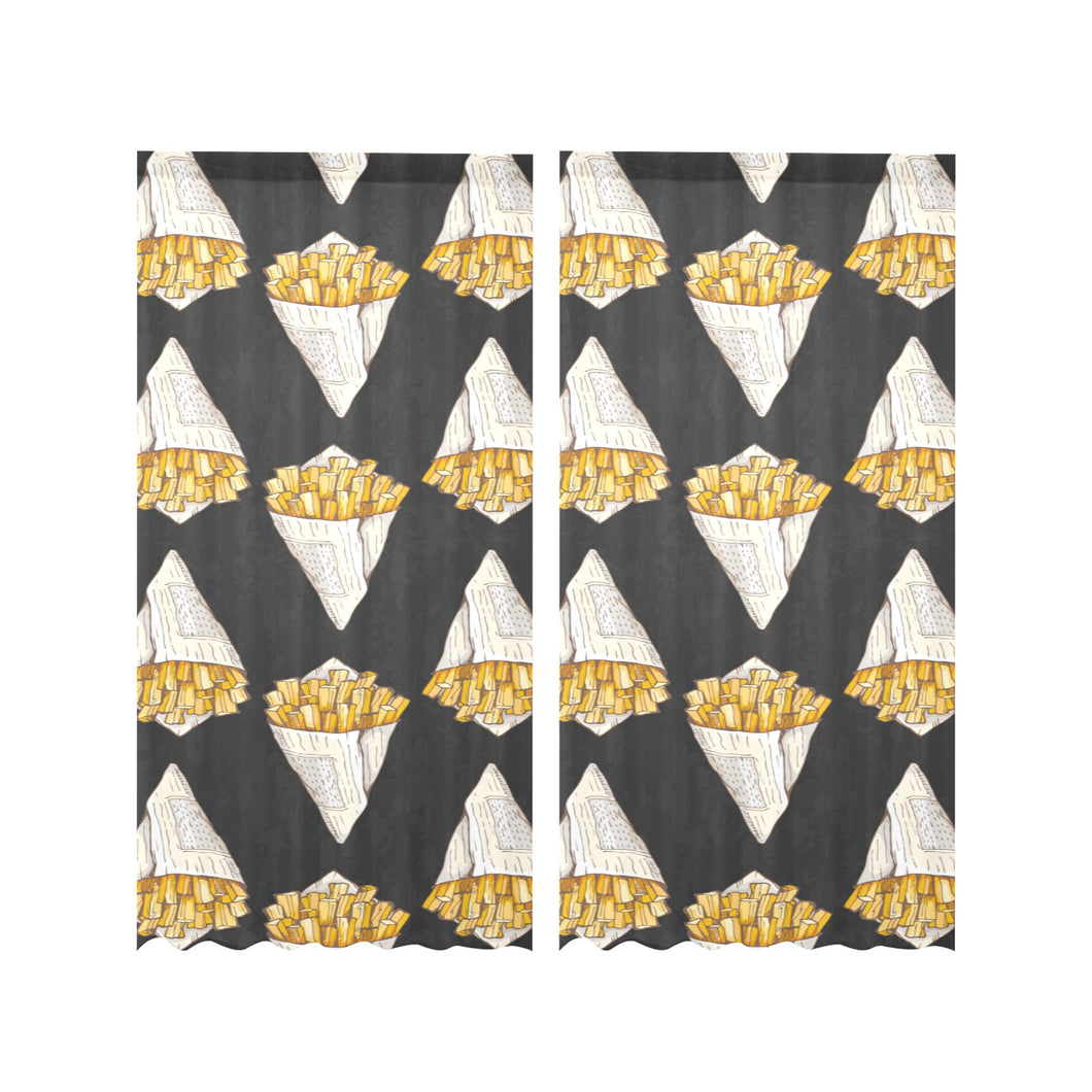 French fries dark background Gauze Curtain