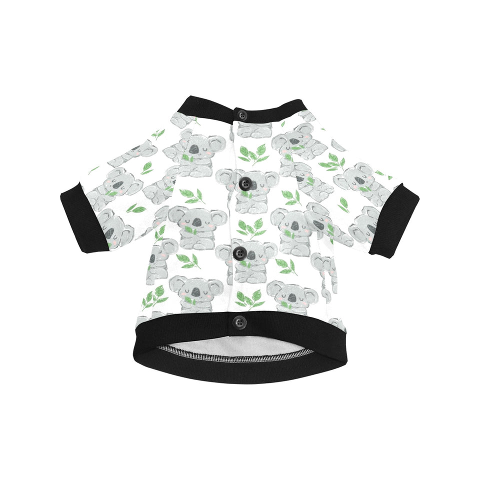 Hand drawn Koala leaves pattern All Over Print Pet Dog Round Neck Fuzzy Shirt