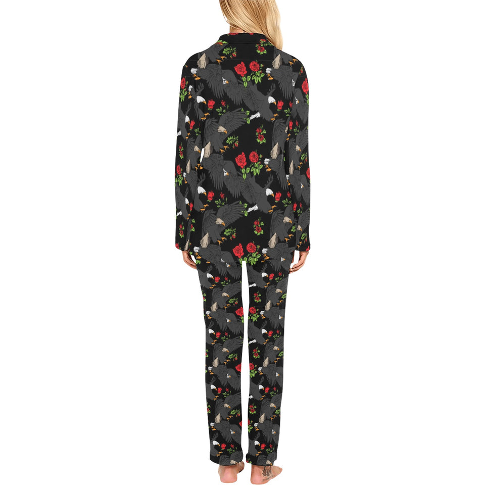 Eagle Pattern Print Design 04 Women's Long Pajama Set