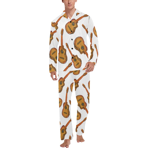 Paint Guitar Pattern Men's Long Pajama Set
