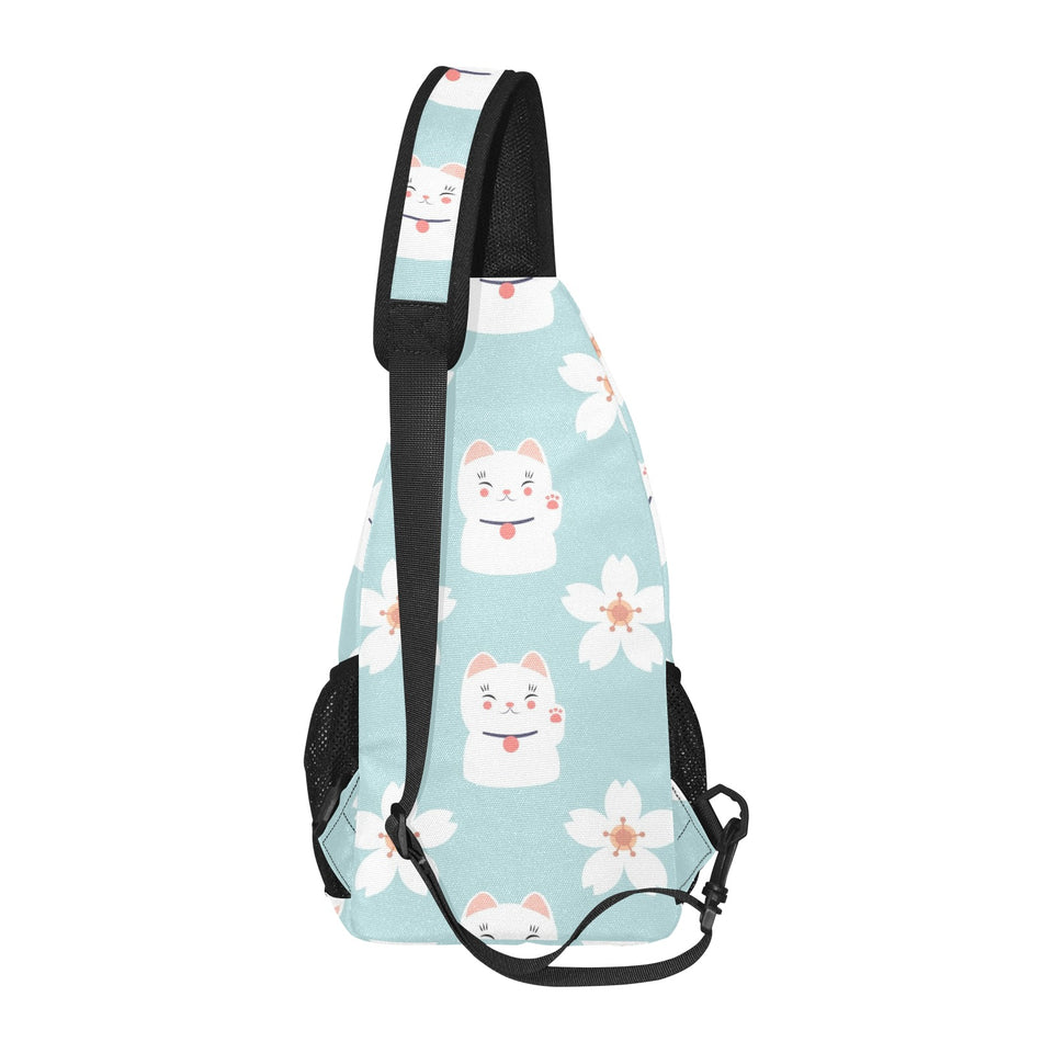 Maneki neko cat sakura All Over Print Chest Bag