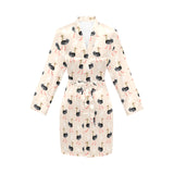 Ostrich Pattern Print Design 05 Women's Long Sleeve Belted Night Robe