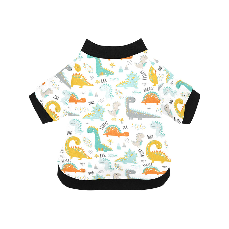 Cute funny kids dinosaurs pattern All Over Print Pet Dog Round Neck Fuzzy Shirt