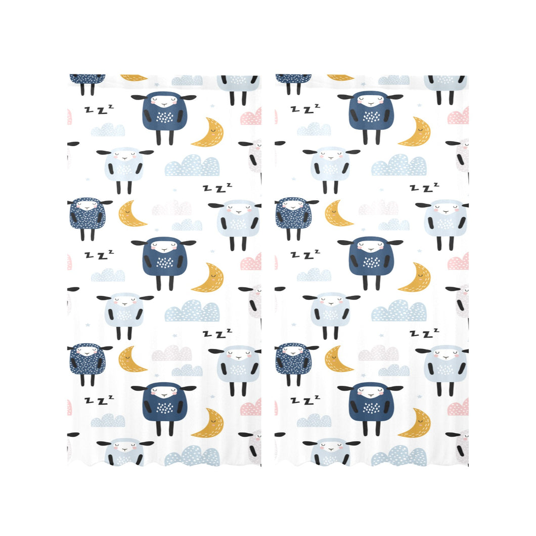 Cute sleeping sheep moon cloud pattern Gauze Curtain