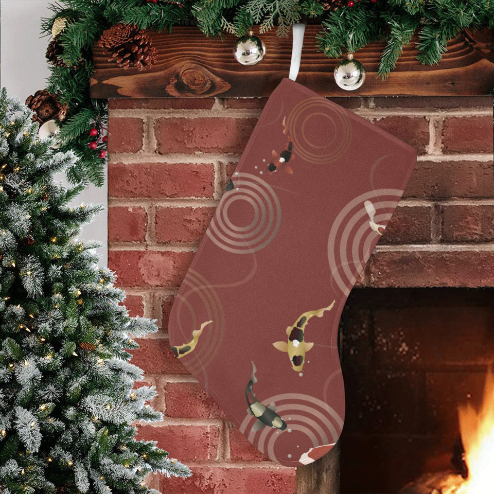 Koi Fish Carp Fish red background Christmas Stocking